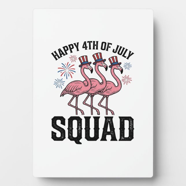 Frohes 4. Juli Flamingo Squad Vector Design_1 Fotoplatte (Vorderseite)