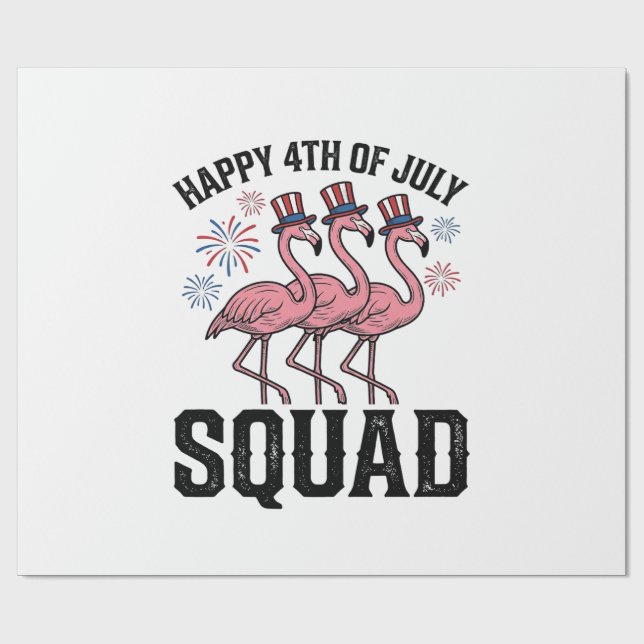 Frohes 4. Juli Flamingo Squad Vector Design_1 Geschenkpapier (Flach)
