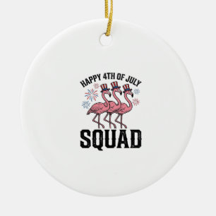 Frohes 4. Juli Flamingo Squad Vector Design_1 Keramik Ornament