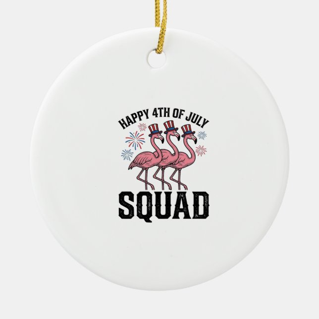 Frohes 4. Juli Flamingo Squad Vector Design_1 Keramik Ornament (Vorne)