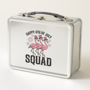 Frohes 4. Juli Flamingo Squad Vector Design_1 Metall Brotdose