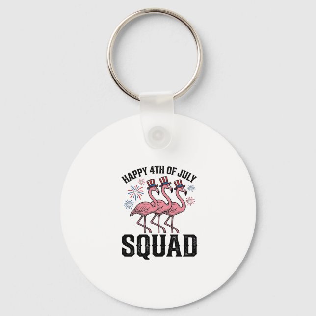 Frohes 4. Juli Flamingo Squad Vector Design_1 Schlüsselanhänger (Vorderseite)