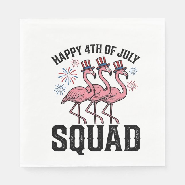 Frohes 4. Juli Flamingo Squad Vector Design_1 Serviette (Vorderseite)