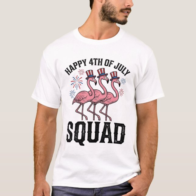 Frohes 4. Juli Flamingo Squad Vector Design_1 T-Shirt (Vorderseite)