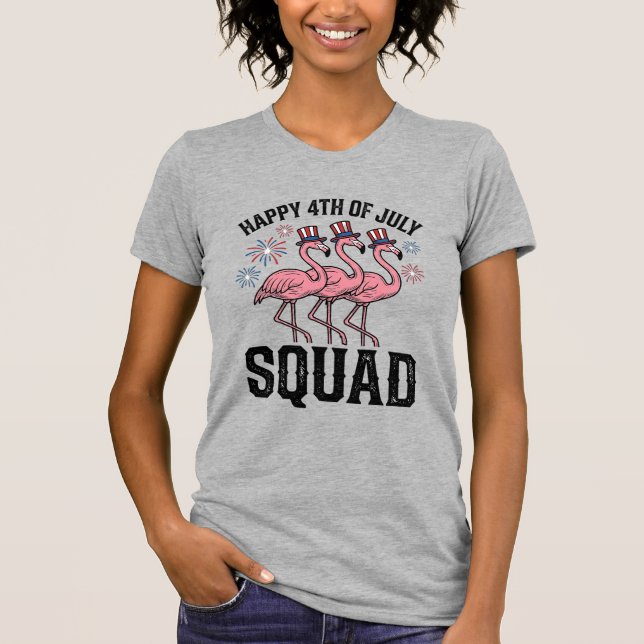 Frohes 4. Juli Flamingo Squad Vector Design_1 T-Shirt (Vorderseite)