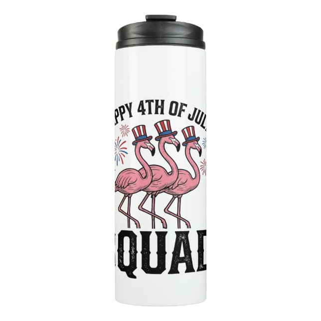 Frohes 4. Juli Flamingo Squad Vector Design_1 Thermosbecher (Vorderseite)