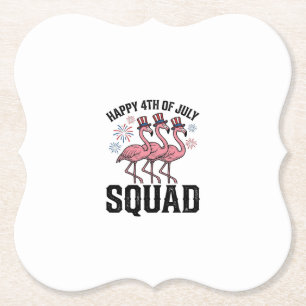 Frohes 4. Juli Flamingo Squad Vector Design_1 Untersetzer