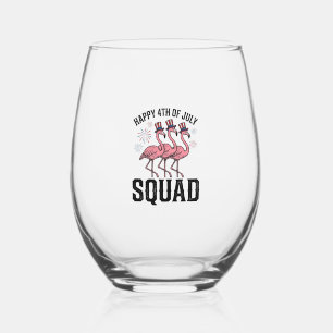 Frohes 4. Juli Flamingo Squad Vector Design_1 Weinglas Ohne Stiel