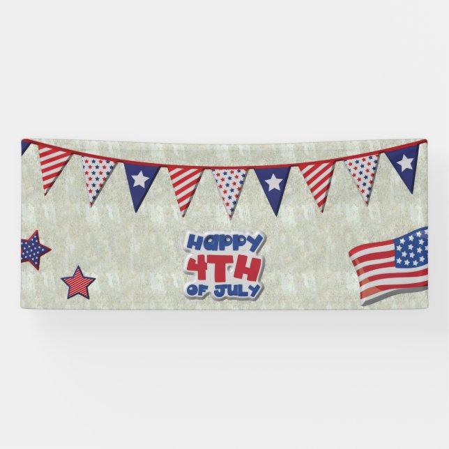 Frohes 4. Juli Geburtstag Amerikas Banner (Horizontal)