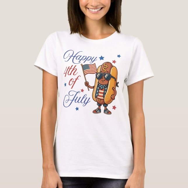 Frohes 4. Juli Hotdog T-Shirt (Vorderseite)