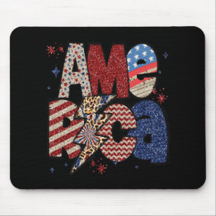 Frohes 4. Juli Leopard USA Amerikanische Flagge Pa Mousepad