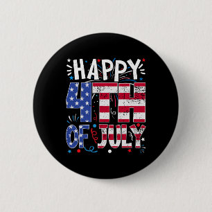 Frohes 4. Juli Patriotisch Amerikanische US-Flagge Button