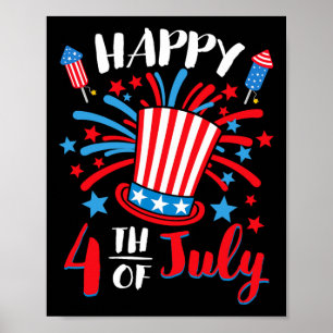 Frohes 4. Juli Patriotisch Amerikanische US-Flagge Poster