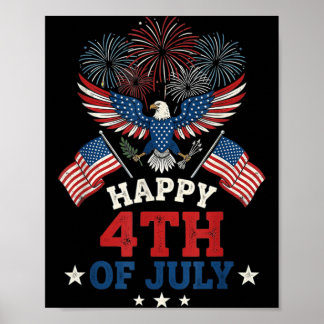 Frohes 4. Juli Patriotische Amerikanische Flagge 4 Poster