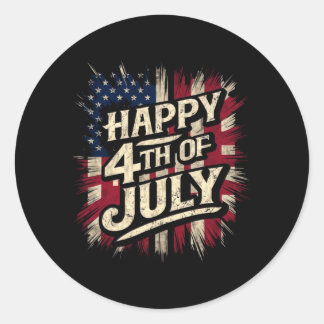 Frohes 4. Juli Patriotische Amerikanische Flagge 4 Runder Aufkleber