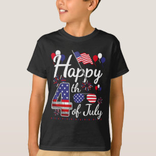 Frohes 4. Juli patriotische amerikanische Flagge 4 T-Shirt