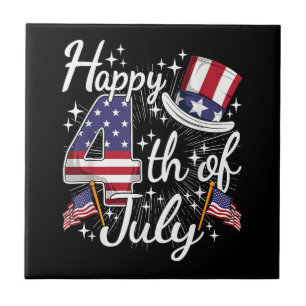 Frohes 4. Juli Patriotische amerikanische Flagge U Fliese