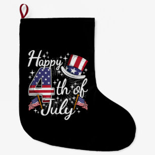 Frohes 4. Juli Patriotische amerikanische Flagge U Großer Weihnachtsstrumpf