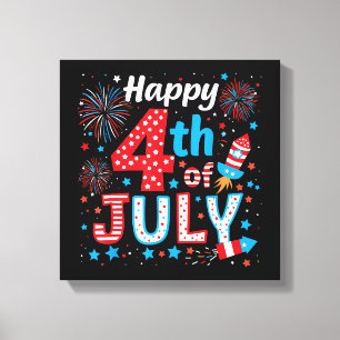 Frohes 4. Juli Patriotische amerikanische Flagge U Leinwanddruck