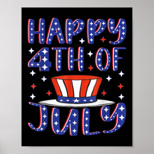 Frohes 4. Juli Patriotische amerikanische Flagge U Poster