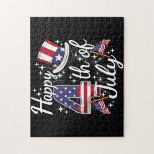 Frohes 4. Juli Patriotische amerikanische Flagge U Puzzle