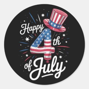 Frohes 4. Juli Patriotische amerikanische Flagge U Runder Aufkleber