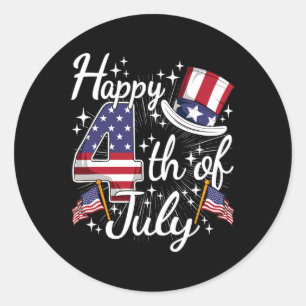 Frohes 4. Juli Patriotische amerikanische Flagge U Runder Aufkleber