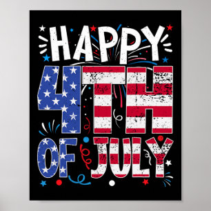 Frohes 4. Juli Patriotische amerikanische US-Flagg Poster