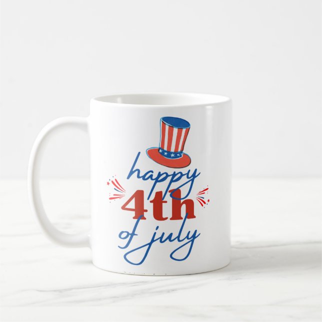 Frohes 4. Juli Patriotischer Kaffeebecher  Kaffeetasse (Links)