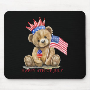 Frohes 4. Juli Patriotischer Süßer Bär Frauen Mädc Mousepad