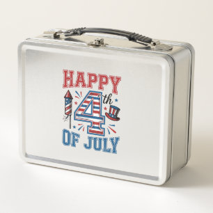 Frohes 4. Juli Patriotisches Vintage-Vektordesign_ Metall Brotdose