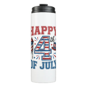 Frohes 4. Juli Patriotisches Vintage-Vektordesign_ Thermosbecher