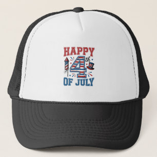 Frohes 4. Juli Patriotisches Vintage-Vektordesign_ Truckerkappe