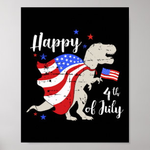 Frohes 4. Juli Unabhängigkeitstag mit T-Rex Dino Poster