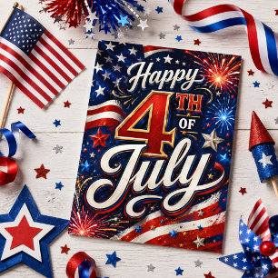 Frohes 4. Juli USA-Flagge Feuerwerk Sterne Freihei Postkarte