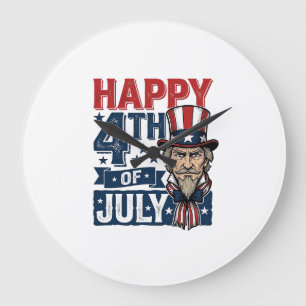 Frohes 4. Juli Vintage-Patriotisches Onkel-Shirt_1 Große Wanduhr