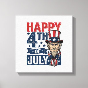 Frohes 4. Juli Vintage-Patriotisches Onkel-Shirt_1 Leinwanddruck