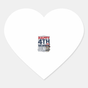 Frohes 4. Juli Vintage-patriotisches Shirt-Design_ Herz-Aufkleber