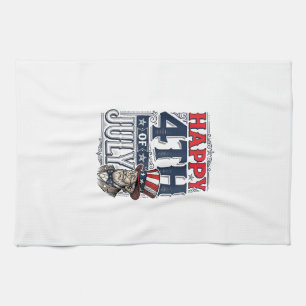 Frohes 4. Juli Vintage-patriotisches Shirtsdesign_ Geschirrtuch