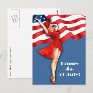Frohes 4. Juli. Vintage Pin-up-Design Postkarten