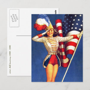Frohes 4. Juli. Vintage Pin-up-Design Postkarten