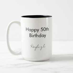 Frohes 50. Geburtstags-Minimalist Custom Zweifarbige Tasse