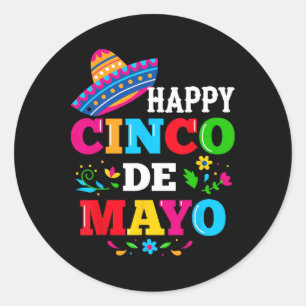 Frohes 5 De Mayo Lasst uns Fiesta Viva Mexico Cinc Runder Aufkleber