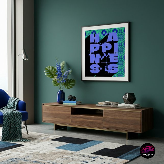 Frohes Abstraktes Statement Poster (Happiness, reimagined as bold modern art.)