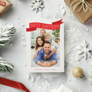 FROHES ALLES FOTO moderne Familienbanner rot Feiertagskarte