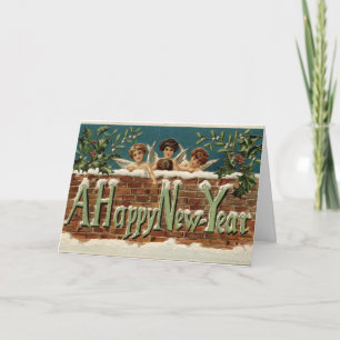 Frohes altes Neujahr (Nachricht drinnen), Feiertagskarte