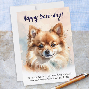 Frohes Bark-tages Wasserfarben Pomeranian Hunde Ge Karte
