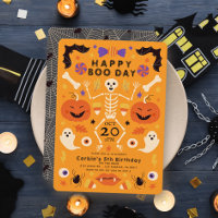 Frohes Boo-Tag-Skelett- und Geister-Halloween-Gebu