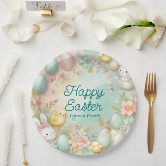 Frohes buntes Ostern  Pappteller (Hochzeit)