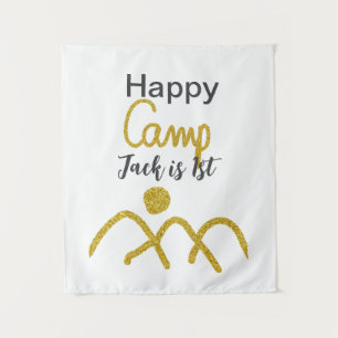 Frohes Camping Camper ein Geburtstag Kinder golden Wandteppich